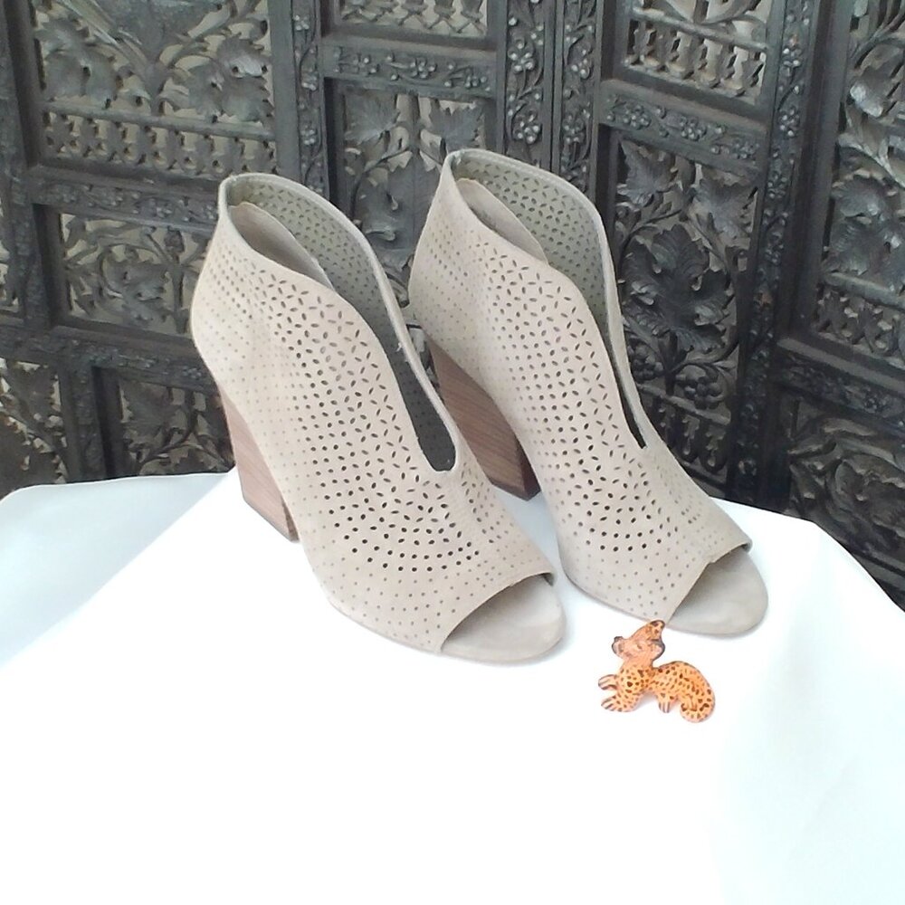 Women's Vince Camuto Suede Open Toe Booties, Size 7